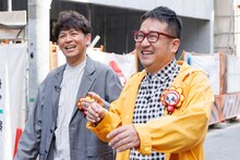 「土曜のあさはほめるちゃん」の初回はなすなかにし中西（右）とますだおかだ岡田が出演。(c)MBS