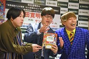 左からトンツカタンお抹茶、寺田寛明、サツマカワRPG。