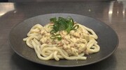 鈴木亜美が披露した刻み生姜たっぷりのうどん。