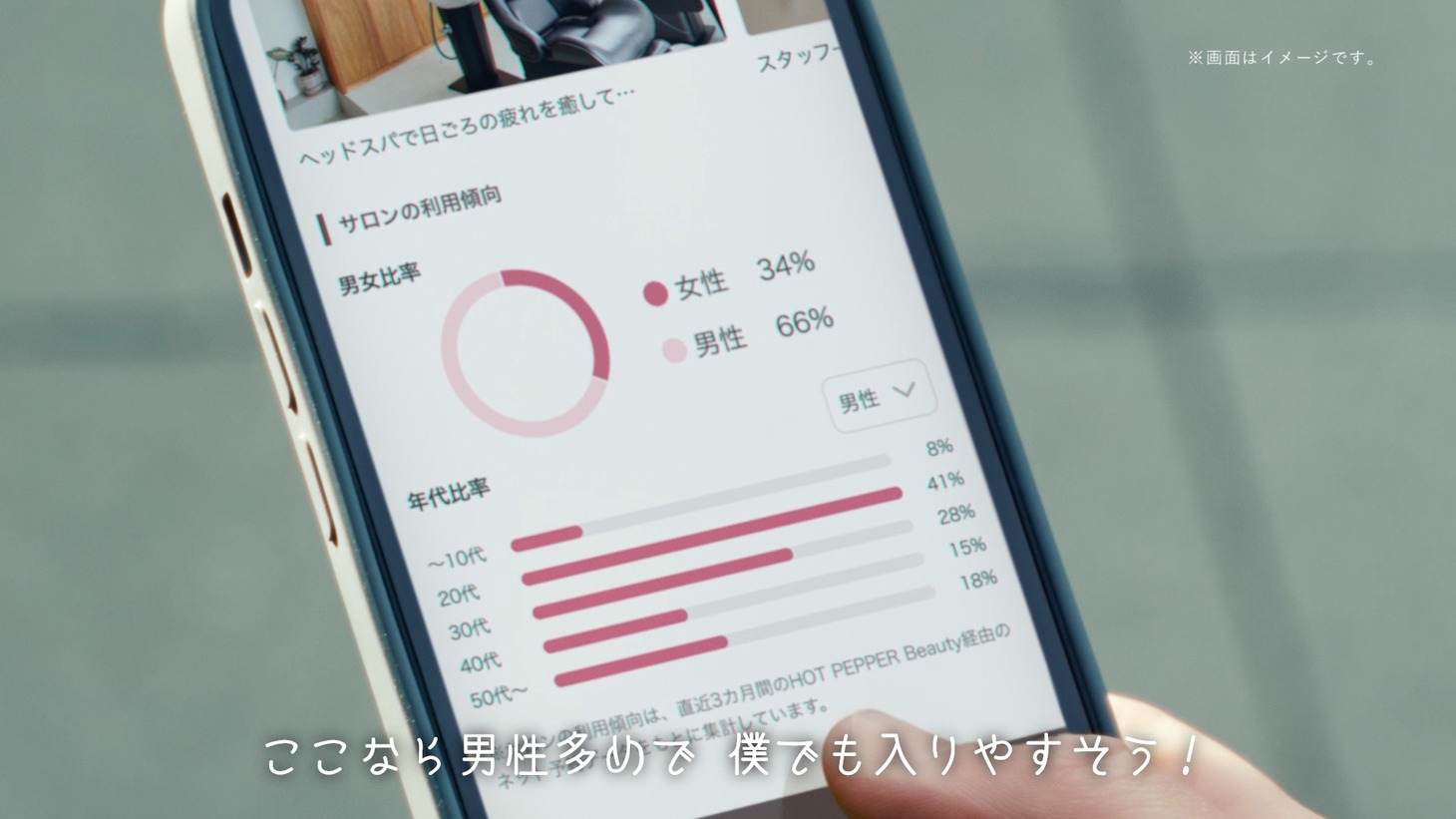 「ホットペッパービューティー」のWebCM「データ編」より。
