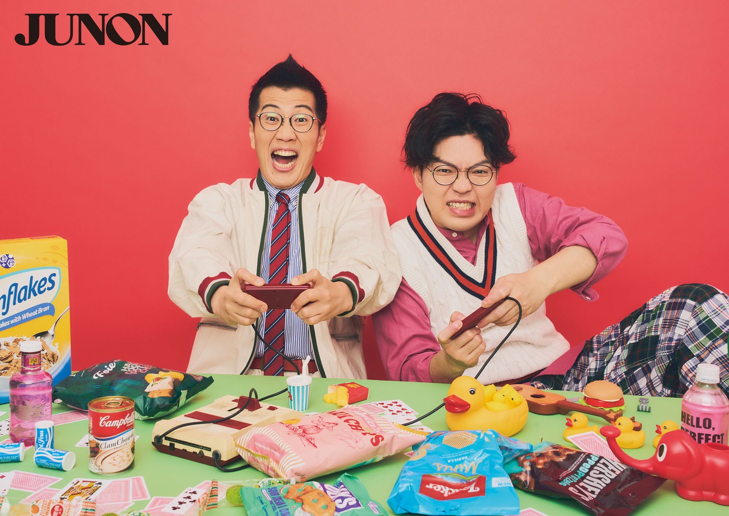 「JUNON」2024年6月号（主婦と生活社）より、ヤーレンズ。
