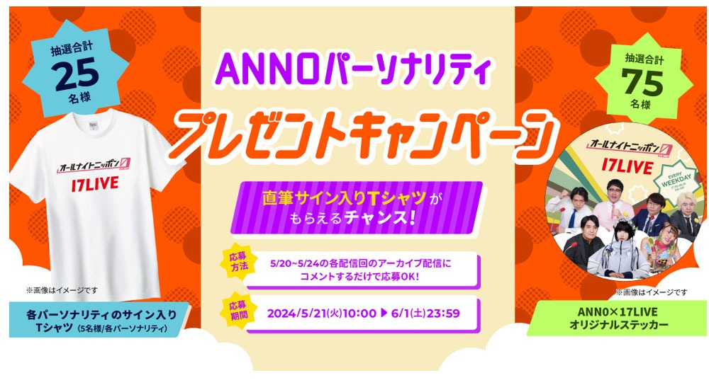 「ANN0パーソナリティサイン入りグッズ プレゼントキャンペーン」