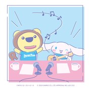 らじおんチャンとシナモロールが共演したイラスト。