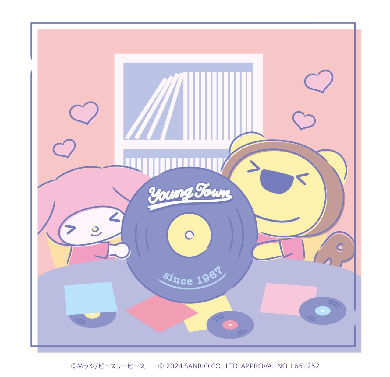 らじおんチャンとマイメロディが共演したイラスト。
