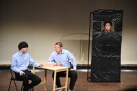 エキシビションコーナーでネタを披露するえびしゃ。