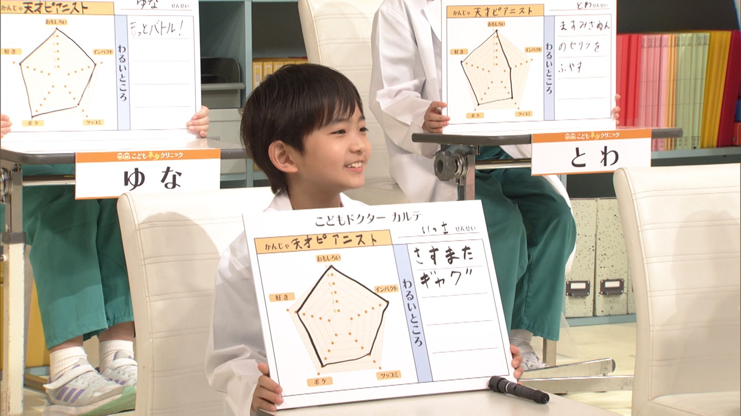天才ピアニストに対するこどもドクターの診察。