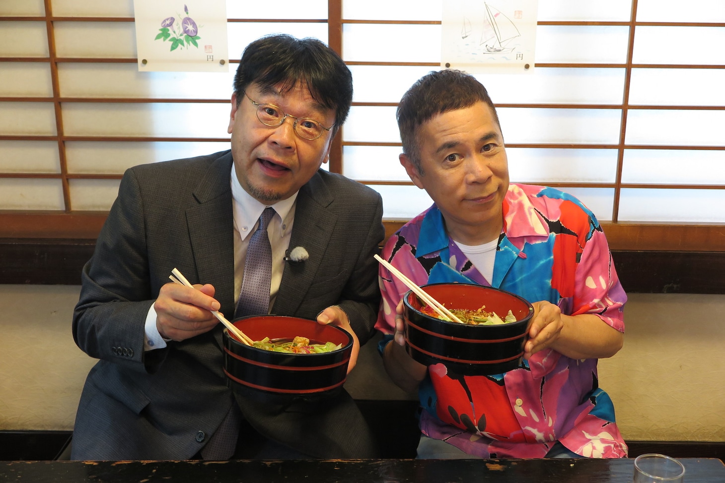 左から、とこわか吾郎、ナインティナイン岡村。(c)BS朝日