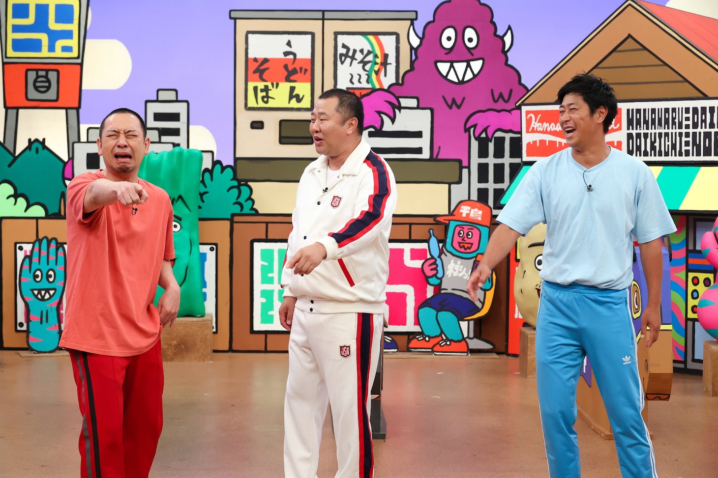 左から千鳥・大悟、とにかく明るい安村、パンサー尾形。(c)関西テレビ