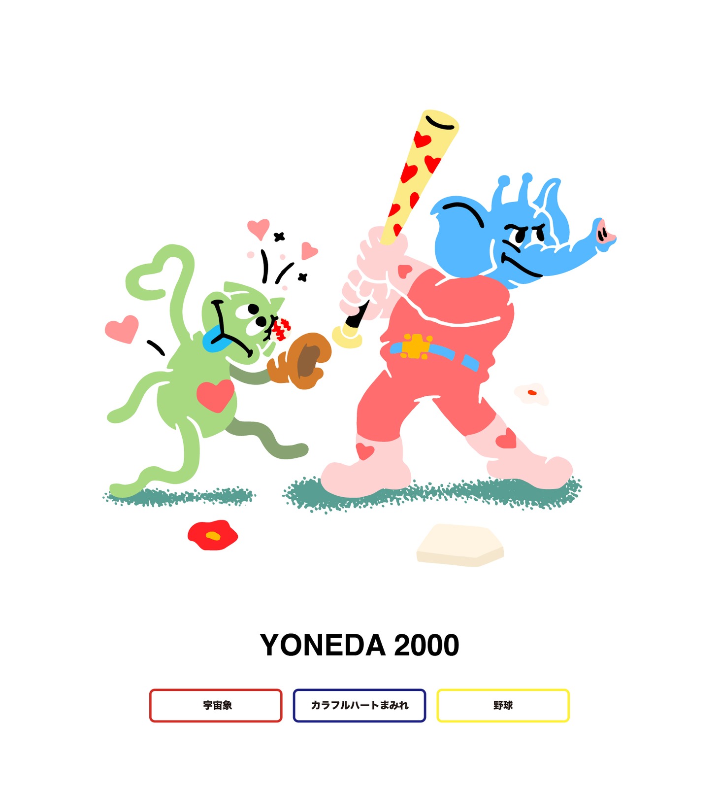 ヨネダ2000のキーワードと、そこから制作されたグラフィック。