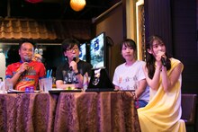 左から鬼ヶ島・アイアム野田、鬼ヶ島おおかわら、高木真備、川村海乃。