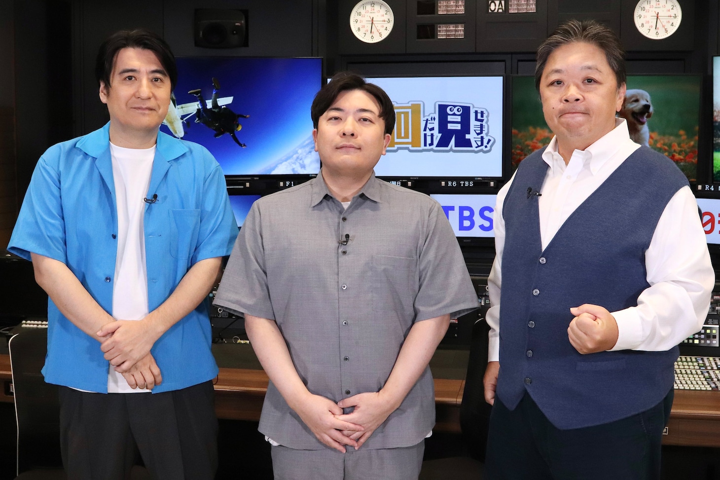 「激レアさんを連れてきた。」演出の舟橋政宏氏（中央）と佐久間宣行（左）、伊集院光（右）。