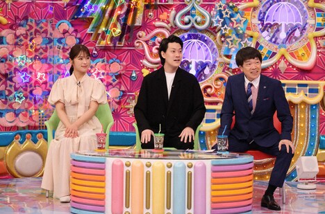 左から、渋谷凪咲、霜降り明星・粗品、蛍原徹。(c)テレビ朝日