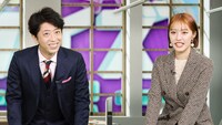 左からフットボールアワー後藤、王林。(c)関西テレビ