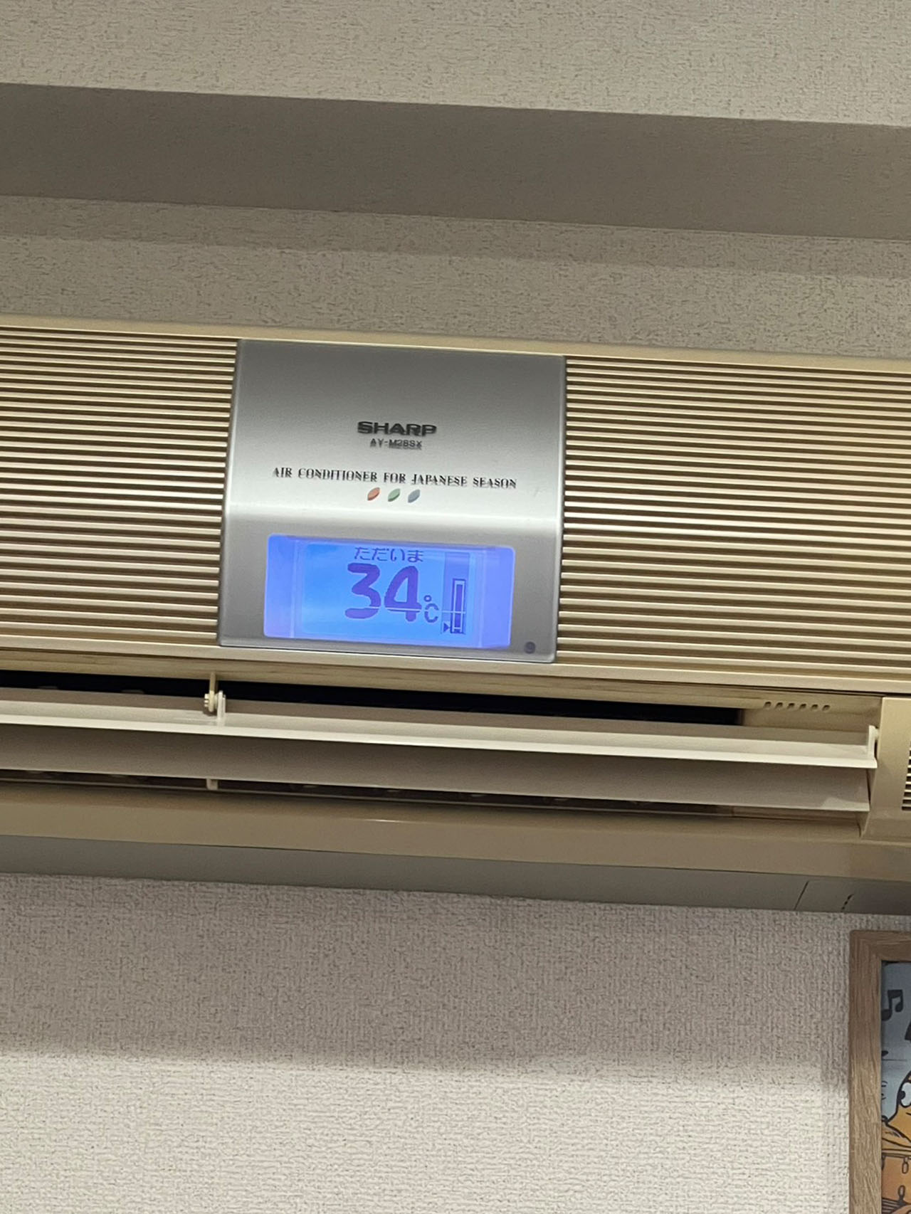 大鶴肥満宅のエアコンが示す室温。