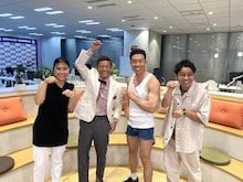 「アスリートって ナニ食べてんの!?」に出演する（左から）古屋絵理華、播戸竜二、なかやまきんに君、ゲストのミキ昴生。(c)ABCテレビ