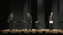 東京03第26回単独公演「腹割って腹立った」のワンシーン。