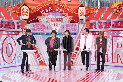 左からさや香・新山、ブラックマヨネーズ、チュートリアル。(c)読売テレビ