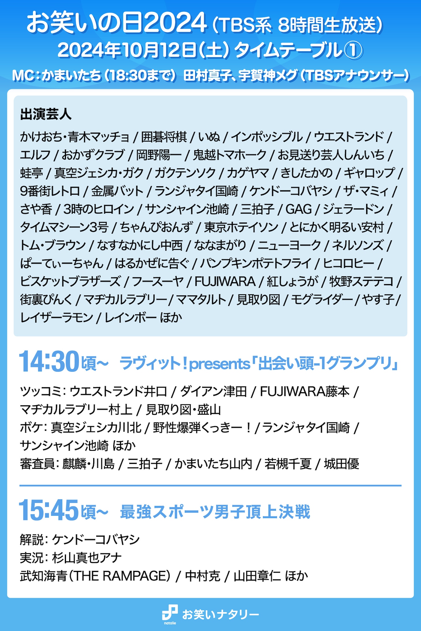 「お笑いの日2024」タイムテーブル①