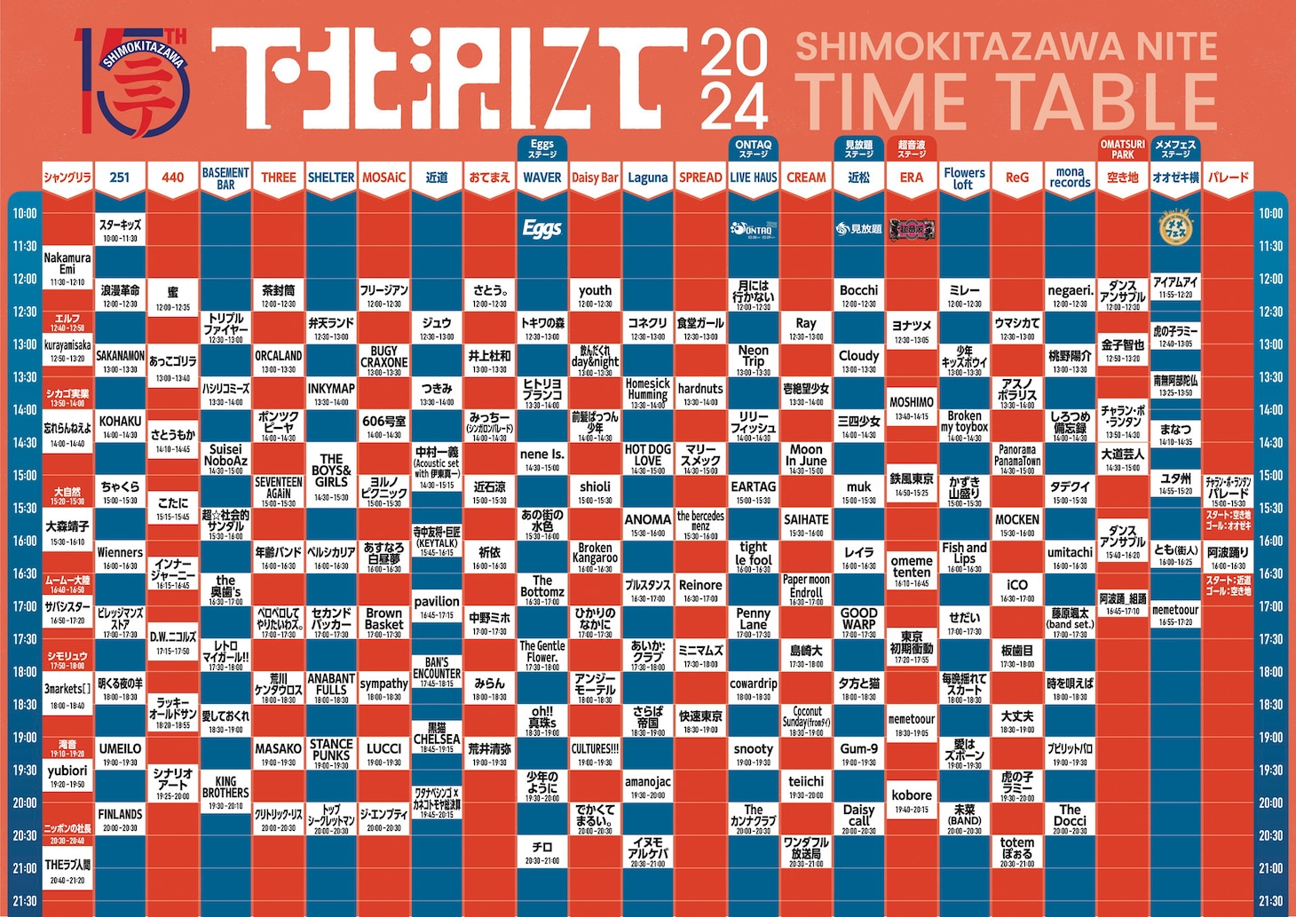 「下北沢にて'24」タイムテーブル