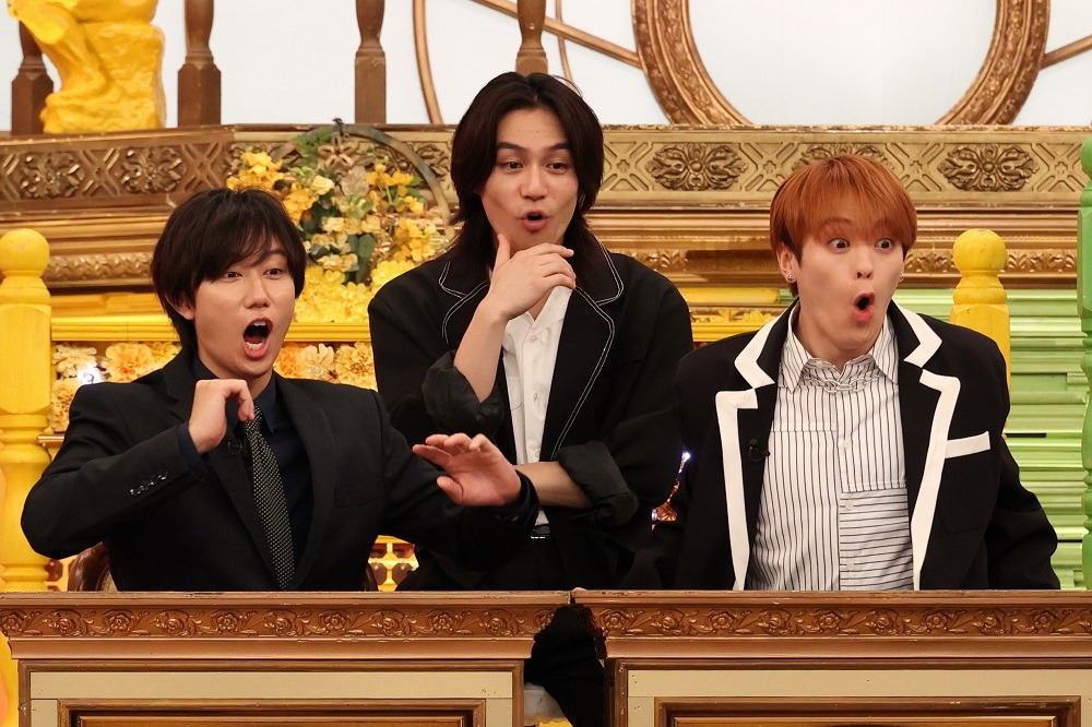 「今夜はナゾトレ 秋の京都ベスト30！」に出演する（左から）阿部亮平、松田元太、松倉海斗