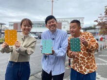 「SAKEバッカ 岡酒旅 ～おごってください～」に出演する（左から）岡本愛衣アナウンサー、岡野陽一、ザ・マミィ酒井