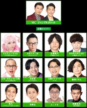 「フットンダ王決定戦2025 ワイルドカード予選会LIVE」に出場した12名と、MCのジャングルポケット