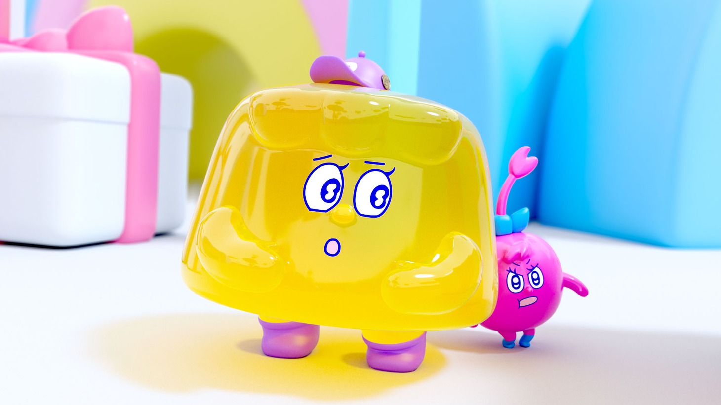 もう中学生が声を当てるプルー（右）