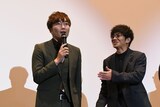 「和田正人を演じた……」と挨拶するタモンズ大波（左）と和田正人（右）