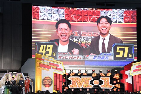 金魚番長に敗れ、「みのわー、ふるいちー、がんばれー！」と笑顔で声援を送るダンビラムーチョ