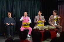 「フットンダ王決定戦2025 ワイルドカード予選会LIVE」Aブロックに登場した（左から）9番街レトロ・京極風斗、ちゃんぴおんず・日本一おもしろい大崎、ナナ・山根リチャード、真輝志