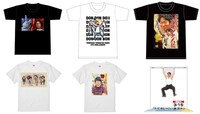 「盛山VSラッピーTシャツ」、「川島暴走Tシャツ」、「石田優勝記念Tシャツ」、「安村風刺画Tシャツ」などのイメージ