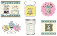 「ラッピーデパート」で販売されるアクリルスタンド、キーホルダー、ステッカー、タンブラーなどのイメージ
