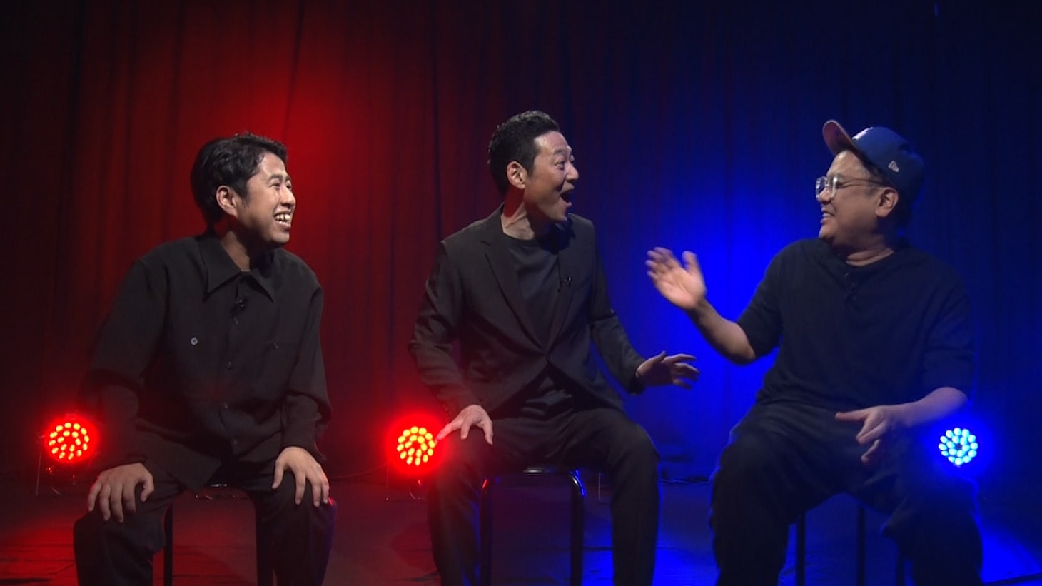 「耳の穴かっぽじって聞け！」に出演するウエストランド井口、とろサーモン久保田、東野幸治