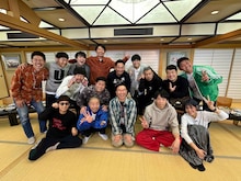 お正月同期旅スペシャルに参加したバイク川崎バイク、アキナ、かまいたち、ビタミンS、しずる、守谷日和、藤崎マーケット、ライス、天竺鼠・川原、水田信二