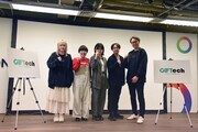 「GIFTech 2025春 – Humanity1.5」発表会に登壇した（左から）佐藤貴子氏、にぼしいわし、花光宣尚氏、大泉共弘氏
