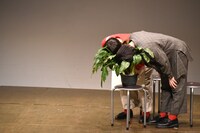 草に顔を入れるにぼしいわし