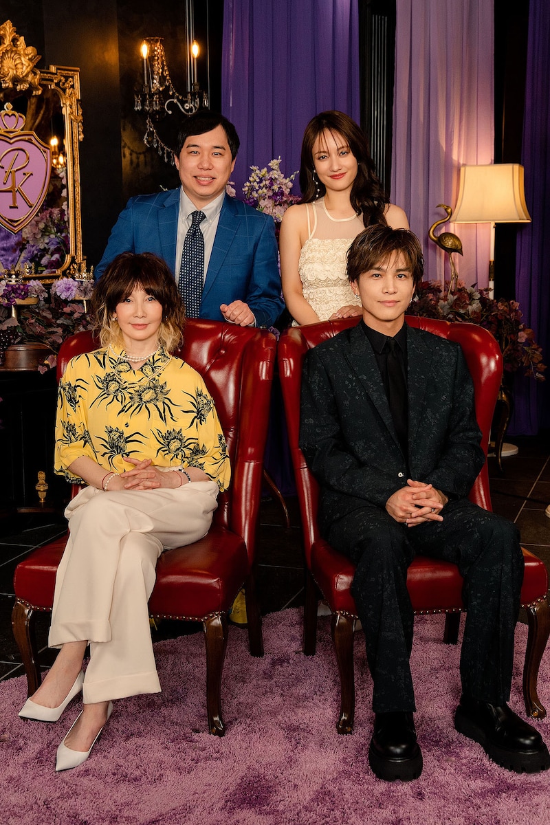 「LOVE POWER KINGDOM～恋愛強者選挙～」のスタジオMCを務める霜降り明星せいや、谷まりあ、YOU、岩田剛典