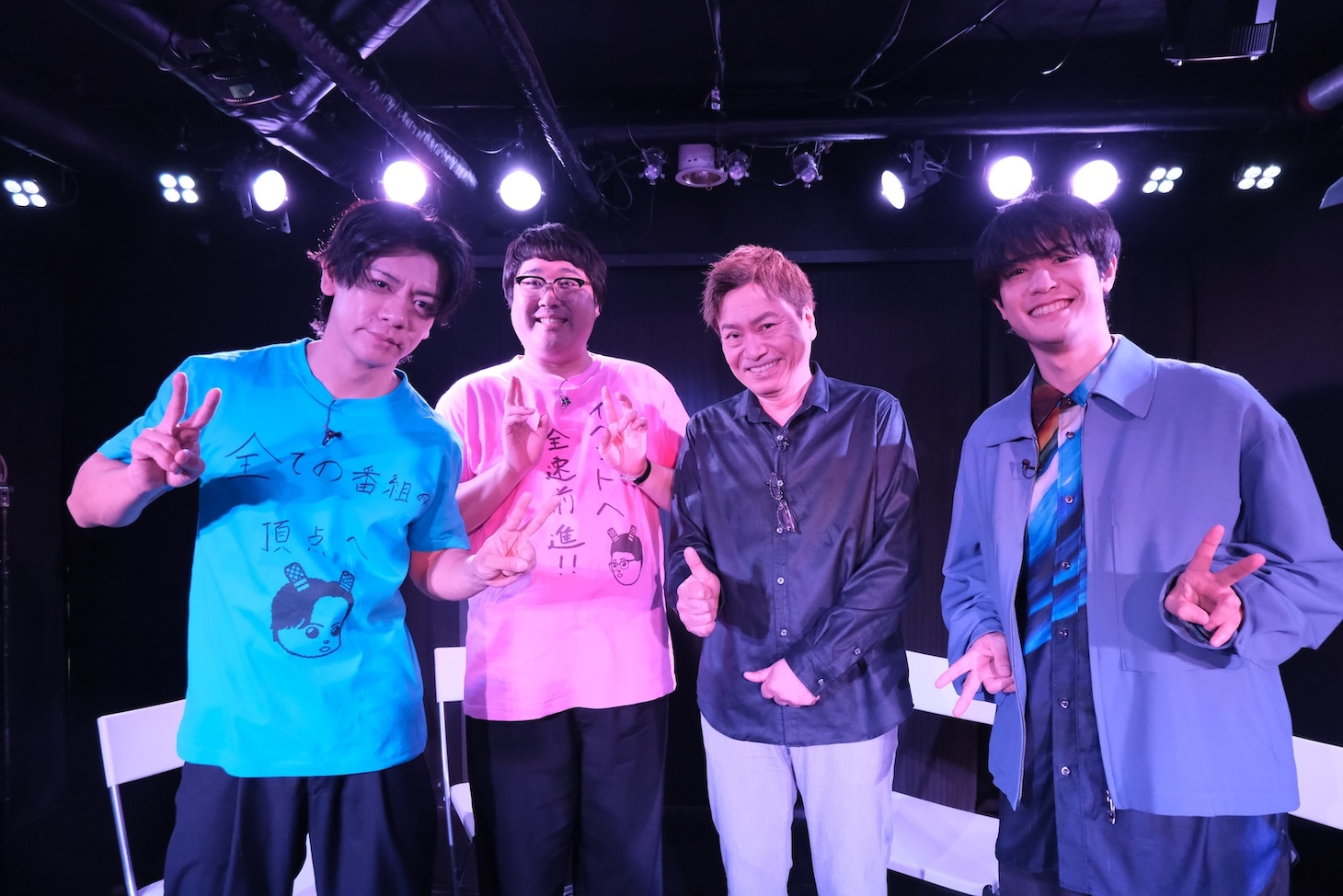 「声優談子」に出演する（左から）マヂカルラブリー、平田広明、大塚剛央