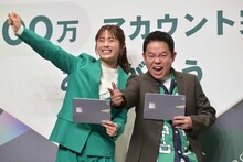 「Olive 500万アカウント突破大感謝イベント」で共演するダイアン津田と渋谷凪咲