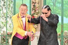 「徹子の部屋」でコラボマジックを披露する（左から）マギー司郎、Mr.マリック