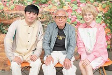 「飛んで見にいく謎の島」に出演する（左から）劇団ひとり、所ジョージ、ホラン千秋