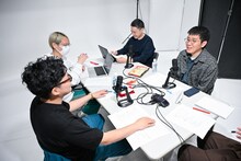 「ヤーレンズの一生ボケても怒られないサッカーの話 powered by ゲキサカ」収録中の様子