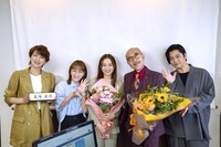 左から吉瀬美智子、川栄李奈、華優希、竹中直人、千葉雄大