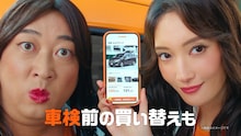 ロバート秋山と菜々緒が共演するカーセンサーCM「ナナオとナナエ 車検前の買い替え」編より