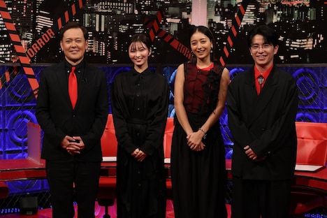 左から、くりぃむしちゅー有田、岡崎紗絵、みちょぱ、オリエンタルラジオ藤森