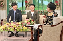 「徹子の部屋」に出演する、ますだおかだ、黒柳徹子