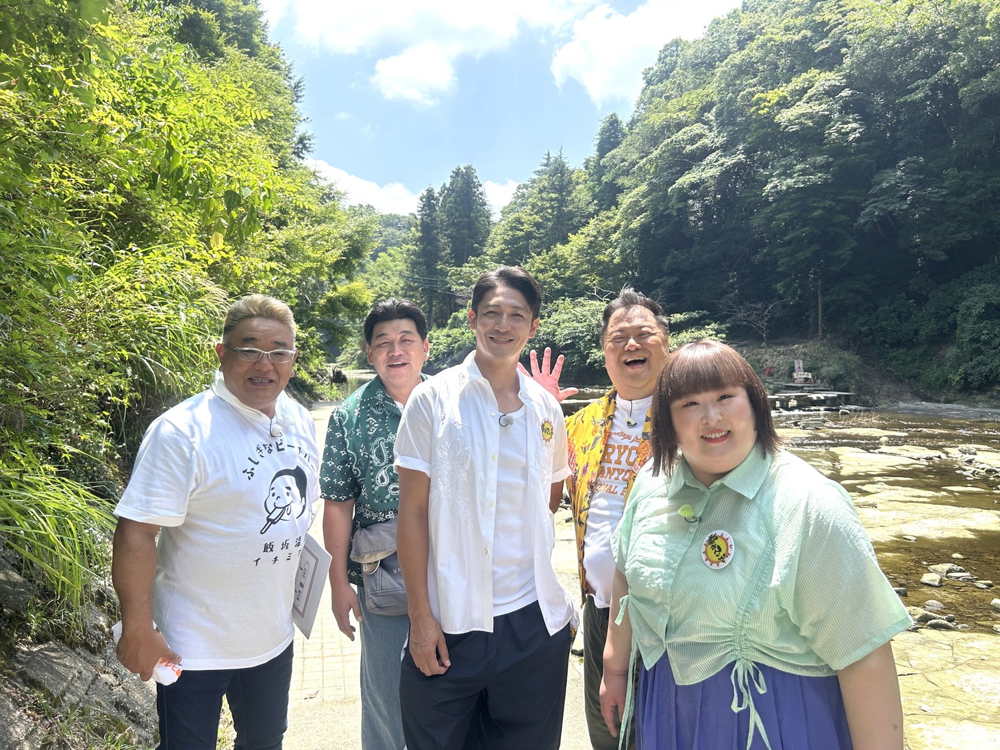 「帰れマンデー見っけ隊!!」に出演する（左から）サンドウィッチマン、玉木宏、ブラックマヨネーズ小杉、3時のヒロインかなで