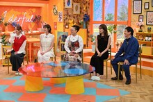左から、後藤真希、佐藤栞里、柴田理恵、佐々木久美、さらば青春の光・森田