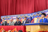 左からお～い！久馬、ギャロップ林、兼光タカシ、笑い飯・哲夫、ふくらP