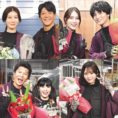 上段左からともさかりえ、駿河太郎、入山杏奈、柏木悠。下段左からモグライダー芝、瞳水ひまり、齊藤なぎさ